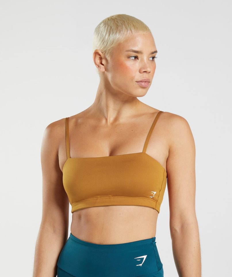 Staniki Sportowe Gymshark Bandeau Damskie Brązowe | PL 871VQY